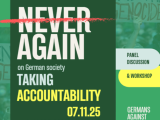 Podiumsdiskussion bei "Germans Against Genocide": Never Again. On German society taking accountability